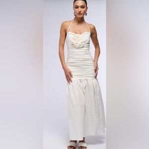 AKIRA Strapless White Maxi Poplin